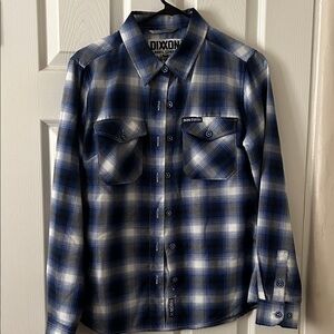 DIXXON Dogtown women’s medium Blue and White Plaid flannel Shirt